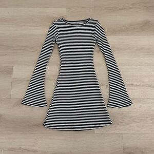 Striped Black & White Ribbed Dress